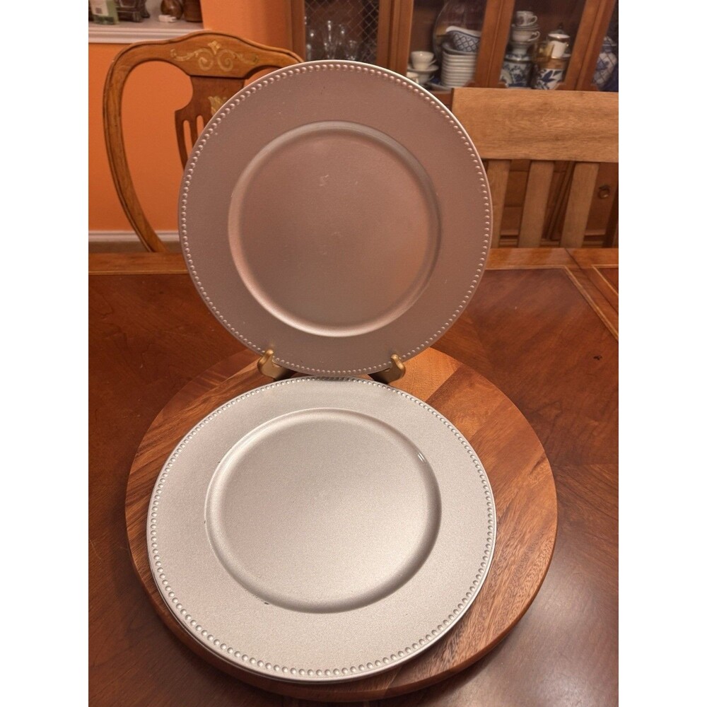 Silver 13" Plastic Charger Plate Set Of 4